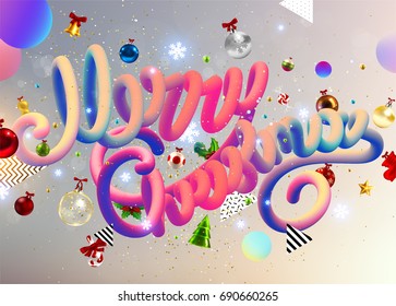 Merry Christmas lettering | Xmas placard cover design