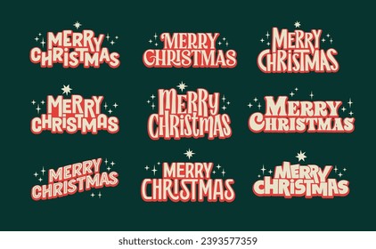 Merry Christmas lettering. Xmas salutation message in trendy typography.