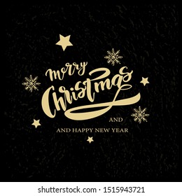 Merry Christmas lettering.Vector Illustration.Isolated calligraphic text  Merry Christmas   for Holiday Greeting Gift Poster card. Typography design for banner. 
