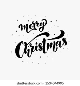 Merry Christmas lettering.Vector Illustration.Isolated calligraphic text  Merry Christmas for Holiday Greeting Gift Poster card. Typography design for banner. 