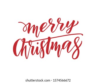 Merry Christmas lettering.Vector Illustration.Isolated calligraphic text  Merry Christmas for Holiday Greeting Gift Poster card. Typography design for banner. 