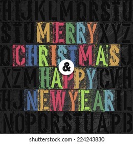 Merry Christmas Letterpress Concept With Colorful Letters