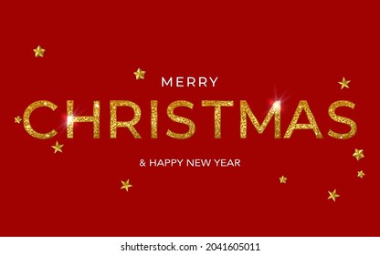 Merry Christmas letters with golden glitter effect