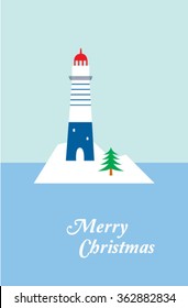 merry christmas lighthouse card