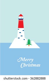 merry christmas lighthouse card