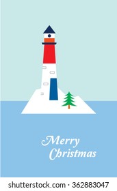 merry christmas lighthouse card