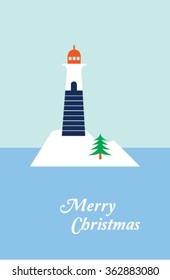 merry christmas lighthouse card