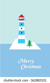merry christmas lighthouse card