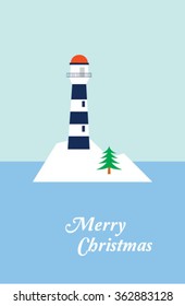 merry christmas lighthouse card