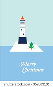 merry christmas lighthouse card