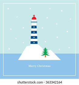 merry christmas lighthouse vector