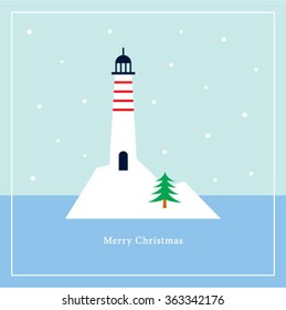 merry christmas lighthouse vector