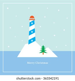 merry christmas lighthouse vector