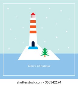merry christmas lighthouse vector