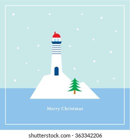 merry christmas lighthouse vector