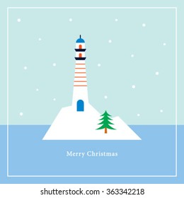 merry christmas lighthouse vector