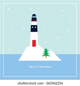 merry christmas lighthouse vector