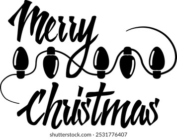 Merry Christmas lights isolated on transparent background. Vector illustration