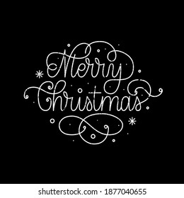Merry Christmas line art retro calligraphy design