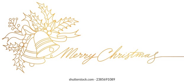 Merry christmas line art vector illustration