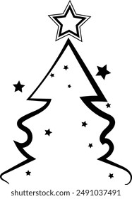 Merry Christmas line drawing vector illustration, black and white MERRY Christmas line drawing 