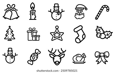 Feliz navidad línea icono Vector