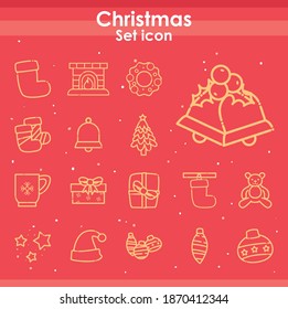 merry christmas line style icon collection design, winter season and decoration theme Vector illustration
