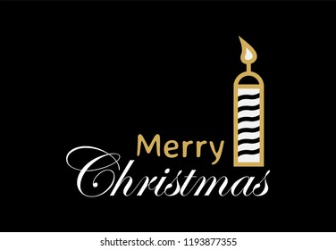 Merry Christmas Logo. Christmas candles logo - Happy New Year symbol - on a black background