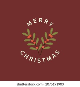 Merry Christmas logo design. Christmas leaf icon. Christmas beautiful cheerful cute logo.
