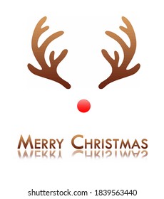 Merry Christmas Logo Design Vector. Reindeer Logo Type. Red nose. Winter