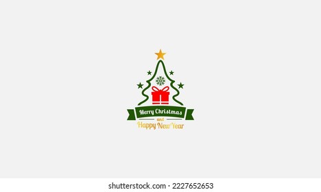 Merry Christmas Logo design. Vector logo, typography. Usable as banner, greeting card, gift package