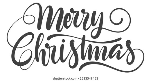 Merry Christmas logo isolated on transparent background. Xmas holiday lettering inscription. Merry Christmas script calligraphy vector illustration