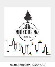 Merry christmas logo with Christmas lights 2