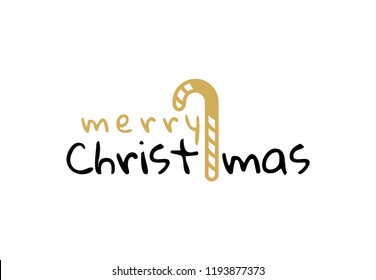 Merry Christmas Logo. Christmas stick chocolate logo - Happy New Year symbol - on a white background