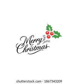 Merry Christmas logo texs. Creative typography perfect for a Holiday Greeting Gift Poster. Calligraphy Font style banner