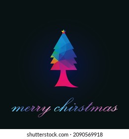 Merry Christmas  logo with tree