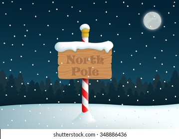 Merry Christmas Logo Wooden Sign On Pole