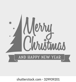 Merry christmas logotype with graphic christmas tree. Can be used to design cards, posters, decorating menu, shop windows