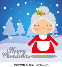 Merry christmas with lovely cartoons graphic design, vector illustration.