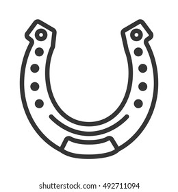 Merry christmas lucky horseshoe icon line