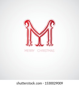 merry christmas with M letter calligraphy