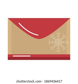 merry christmas, mail envelope with snowflake decoration vector illustration cartoon flat icon