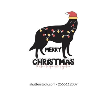 Merry Christmas making happiness together Christmas vector art