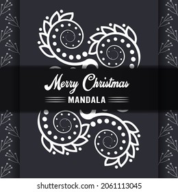 Merry Christmas mandala background with ornamental greetings and happy new year abstract design