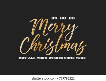 Merry Christmas May All Your Wishes Come True Vector Text Background

