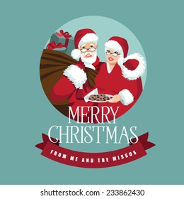 Merry Christmas from me and the missus card  EPS 10 vector illustration