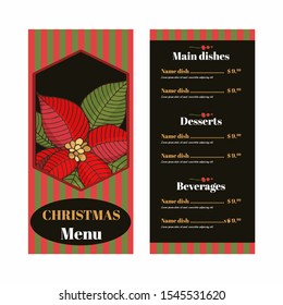 Merry Christmas Menu card templates vector illustration. Christmas menu template.