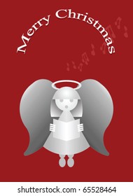 Merry Christmas message with carol singing angel