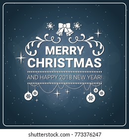 Merry Christmas Message Chalk Board Background New Year 2018 Card Design Vector Illustraion