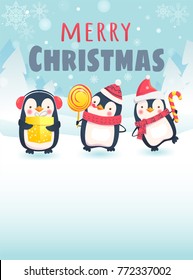 Merry Christmas message. Merry Christmas with cute animals.